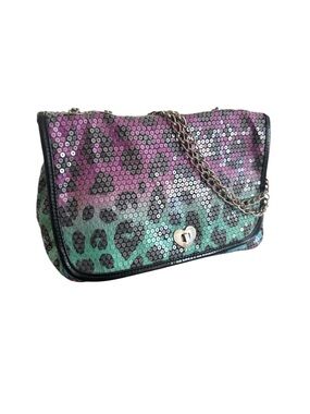 Betsey Johnson Sequined Ombre Leopard Chain Shoulder Bag - Pink Green